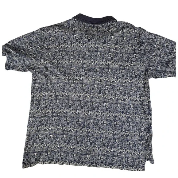 Croft & Barrow Mens Blue Tribal Geometric Print Short Sleeve Polo Shirt Large - Picture 5 of 5